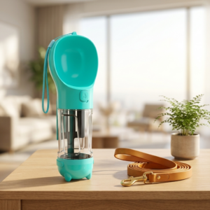 bebedero portátil 4 en 1 para mascotas: hidratación, comedero y almacenamiento en un solo click ideal para viajes y paseos